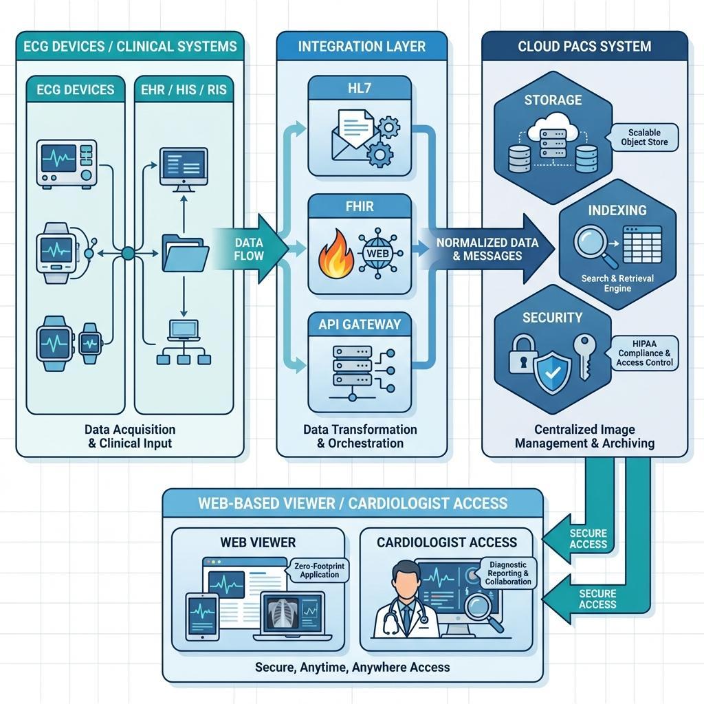 Cloud PACS architecture for ECG workflow with HL7 FHIR integration and web-based access